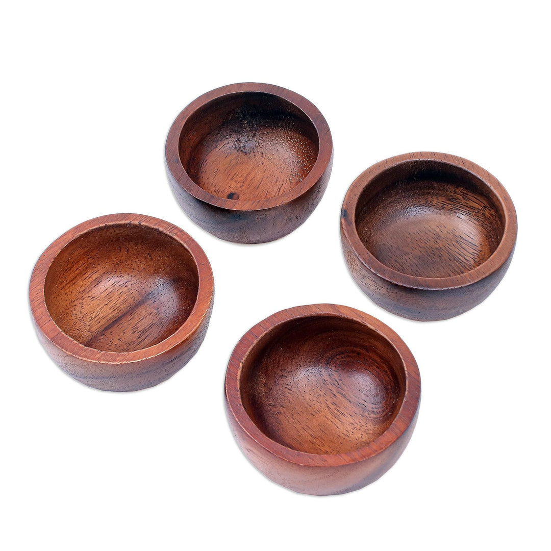 Hand Made Raintree Wood Snack Bowls (Set of 4) - Afternoon Snack