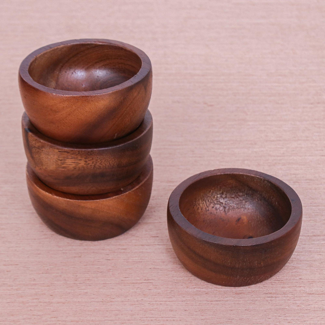 Hand Made Raintree Wood Snack Bowls (Set of 4) - Afternoon Snack