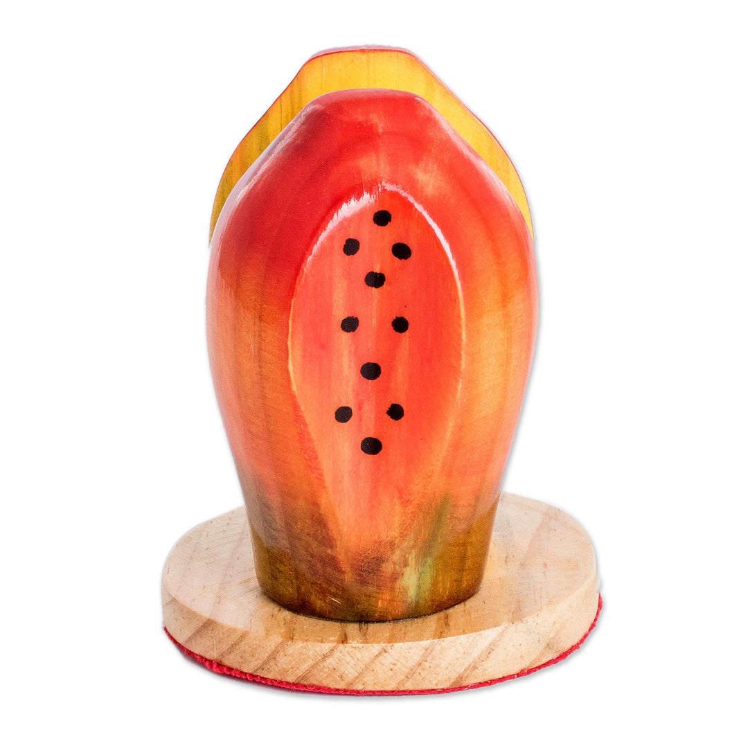 Carved Wood Papaya Napkin Holder - Luscious Papaya
