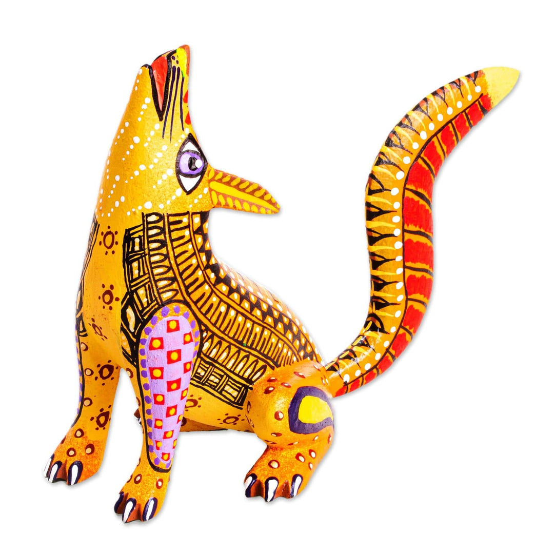 Hand Painted Wood Wolf Alebrije - Wild Wolf