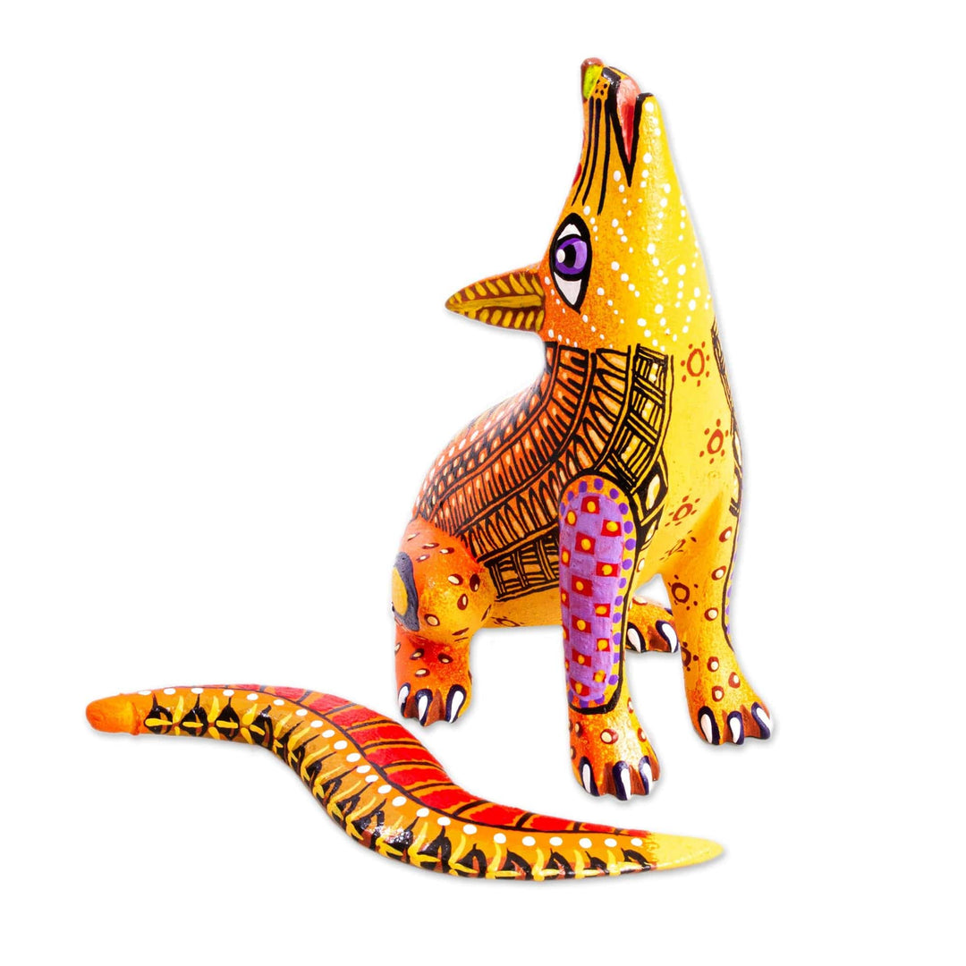 Hand Painted Wood Wolf Alebrije - Wild Wolf