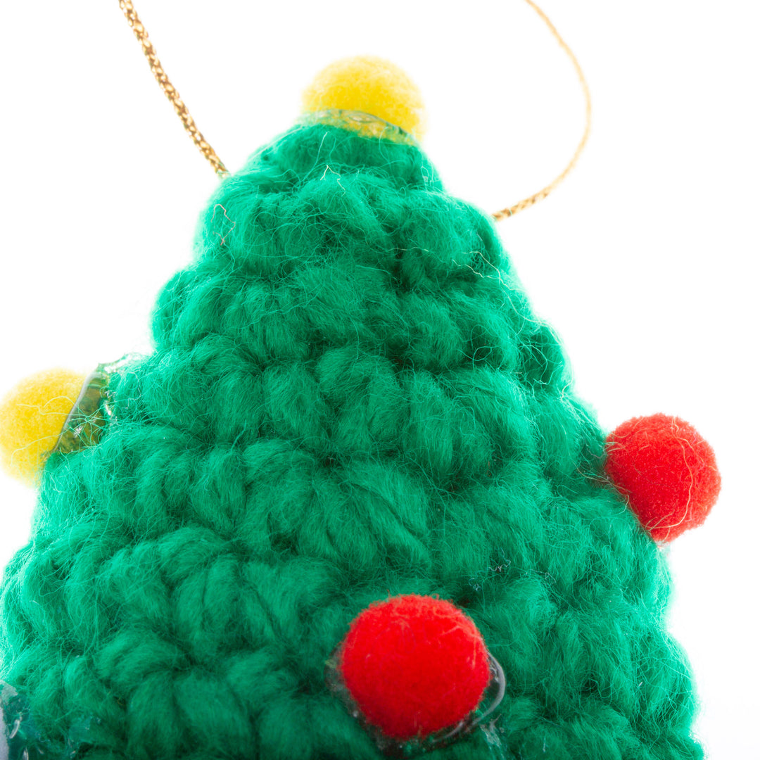Crocheted Christmas Tree Ornaments (Pair) - Trimmed Trees