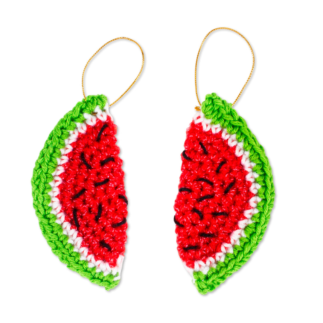 Artisan Crafted Watermelon Ornaments (Pair) - Sweet Slice