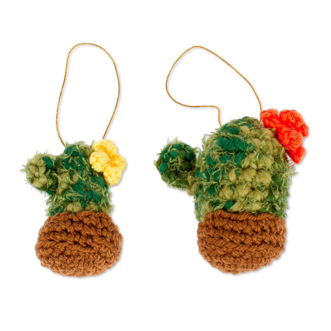 Unique Crocheted Cactus Christmas Ornaments (Pair) - Christmas Cacti