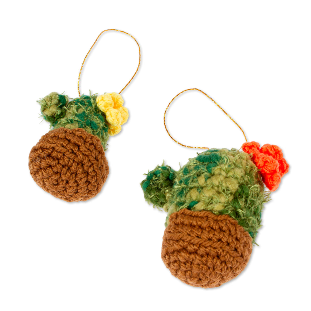 Unique Crocheted Cactus Christmas Ornaments (Pair) - Christmas Cacti