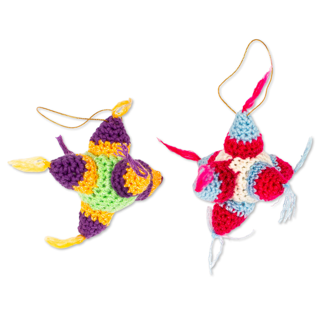 Multicolored Crocheted Piñata Ornaments (Pair) - Piñata Fun