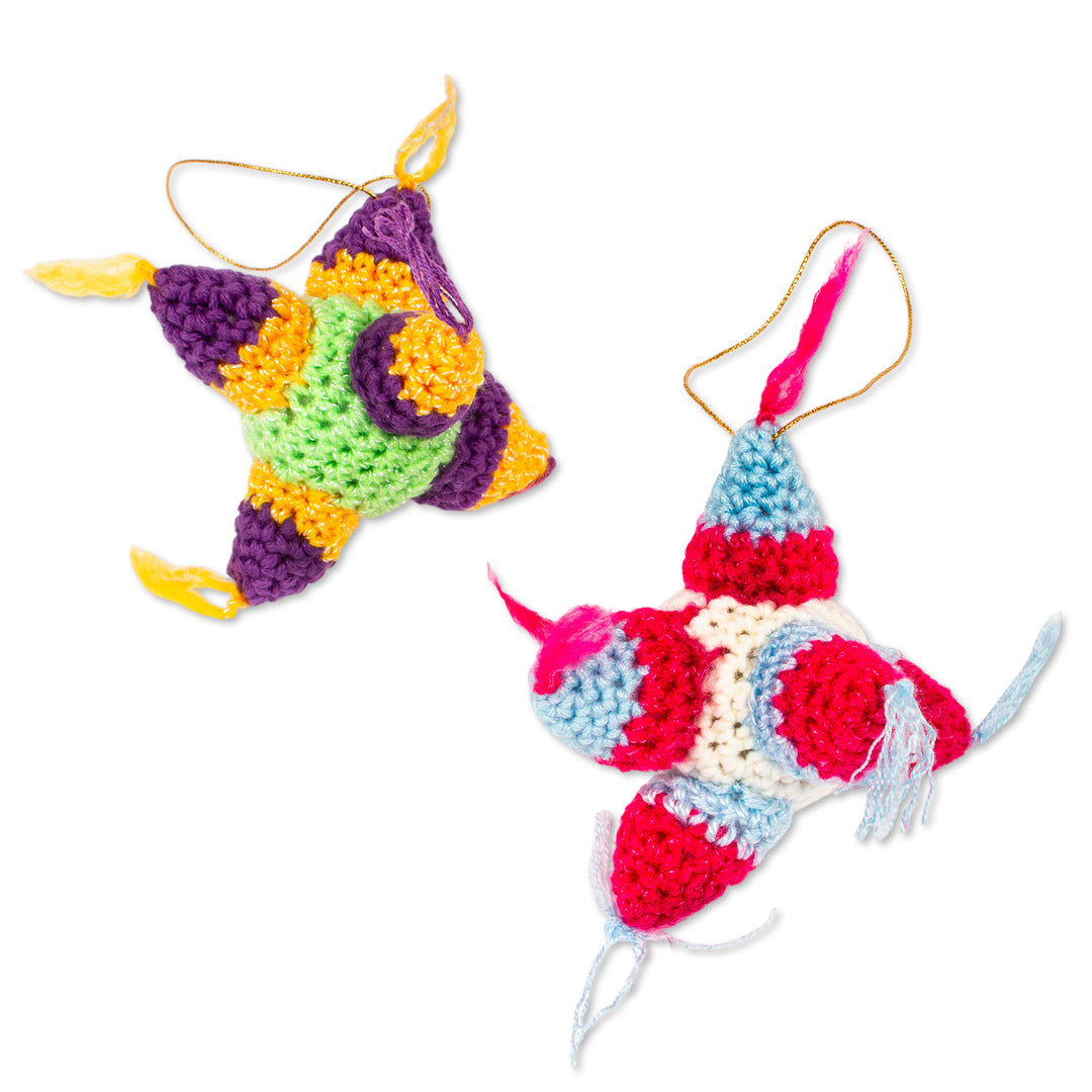 Multicolored Crocheted Piñata Ornaments (Pair) - Piñata Fun