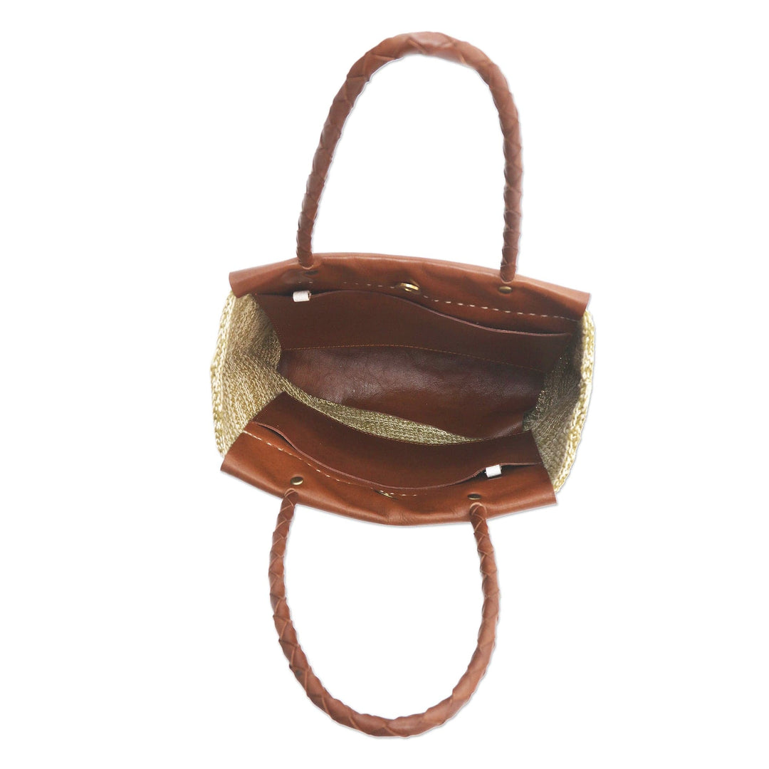 Hand Crafted Cotton and Leather Tote Bag from Bali - Quick Trip