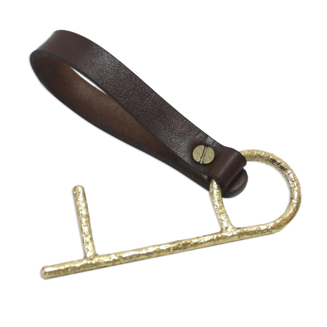 Brass No Touch Tool with Leather Lanyard - Java Explorer