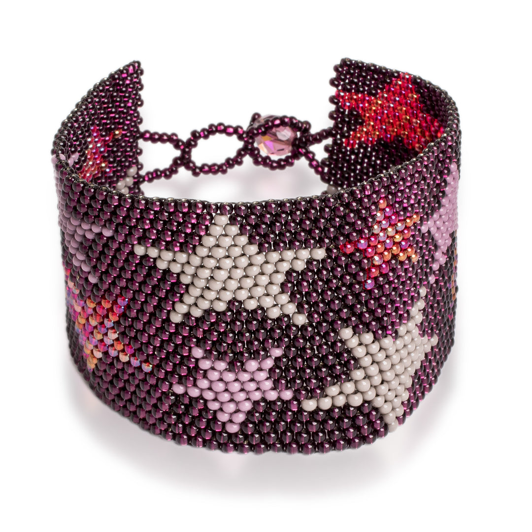 Purple Star-Themed Beaded Bracelet - Constellation in Grape