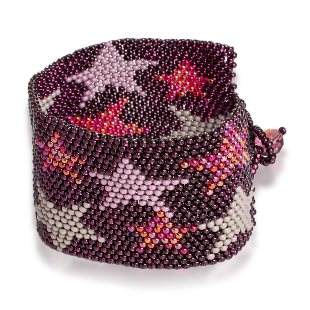 Purple Star-Themed Beaded Bracelet - Constellation in Grape