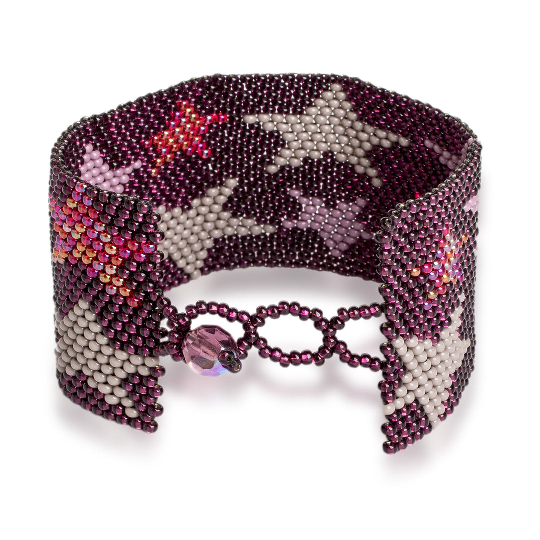 Purple Star-Themed Beaded Bracelet - Constellation in Grape