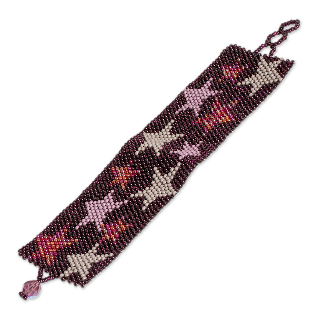 Purple Star-Themed Beaded Bracelet - Constellation in Grape