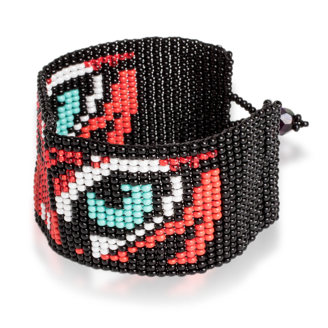 Multicolored Beaded Tiger Motif Bracelet - Tiger Eyes