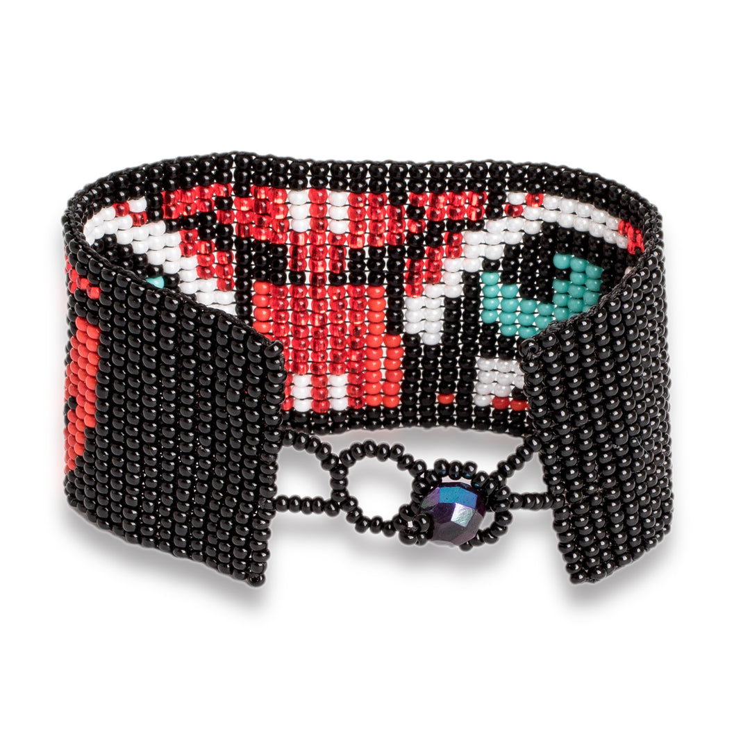 Multicolored Beaded Tiger Motif Bracelet - Tiger Eyes