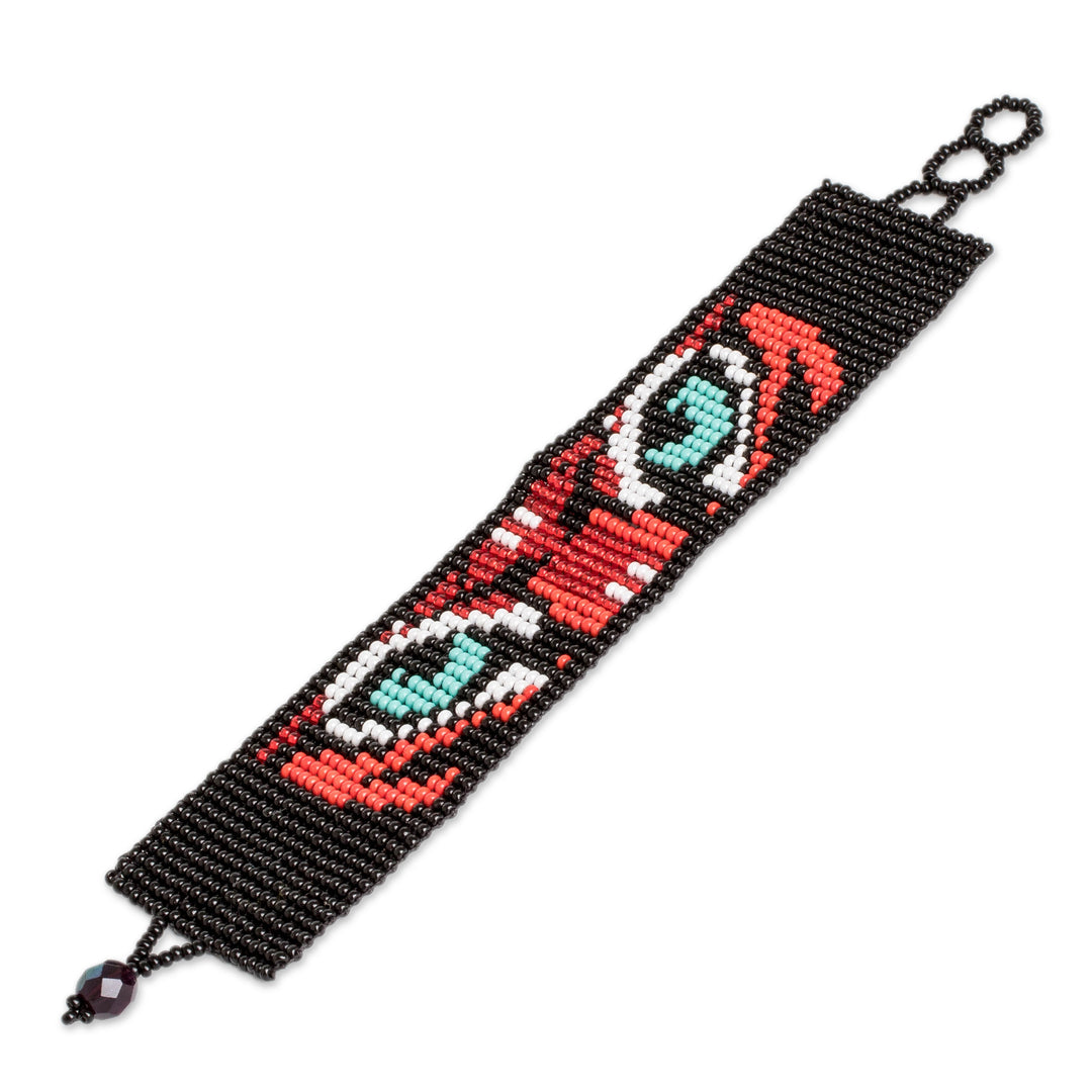 Multicolored Beaded Tiger Motif Bracelet - Tiger Eyes