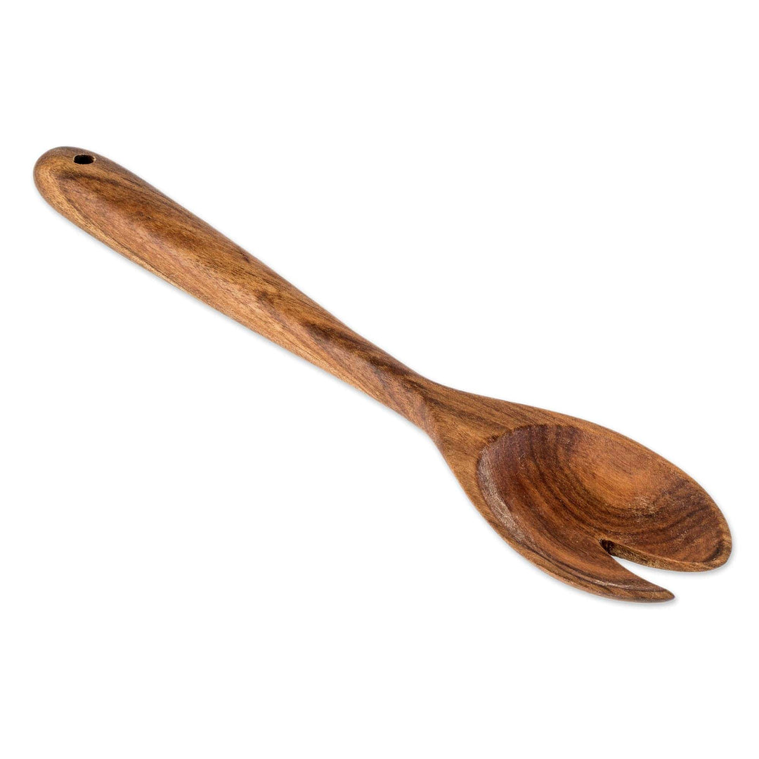 Hand Carved Wood Serving Spork - Dinner is Served