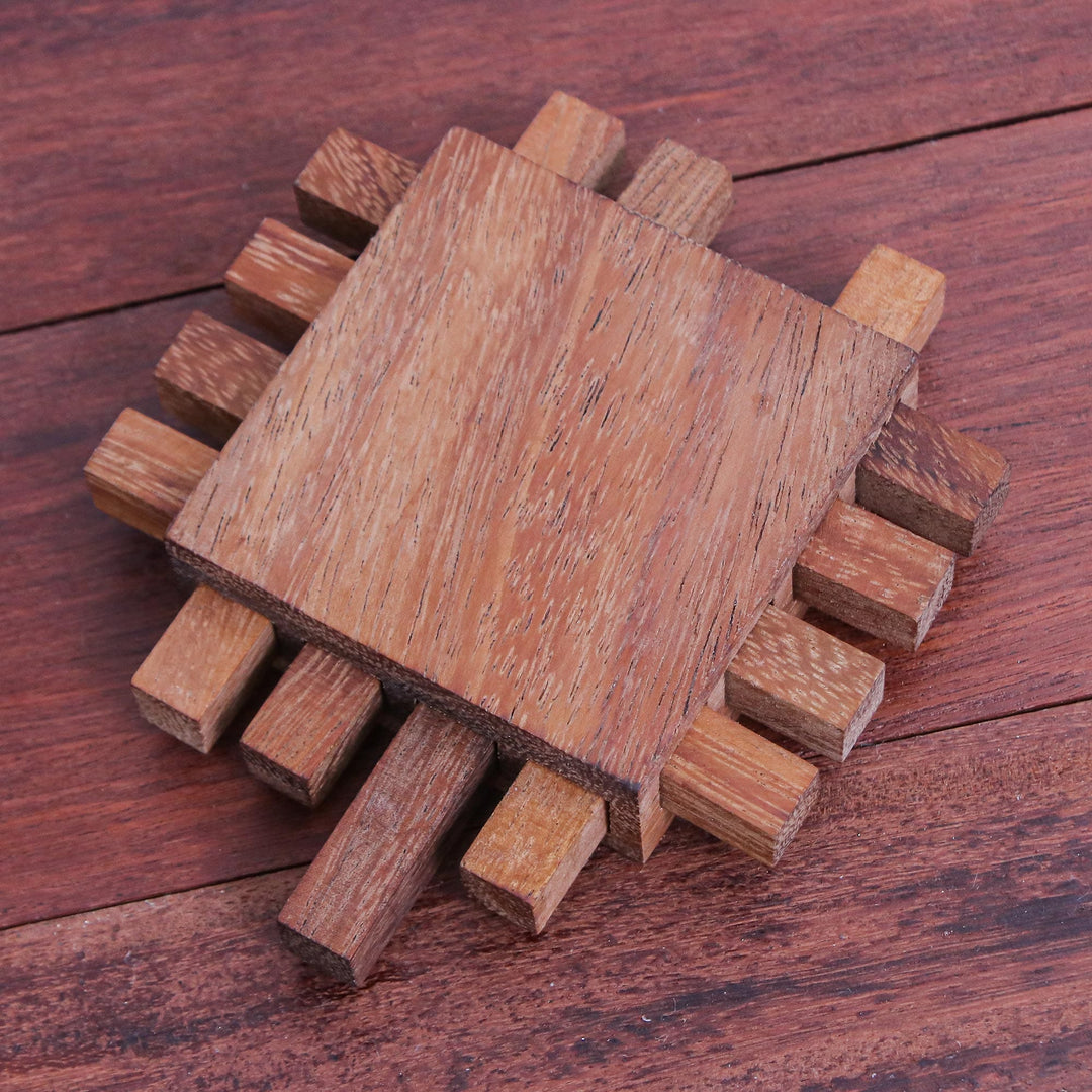 Handcrafted Raintree Wood Game from Thailand - Locked Sticks