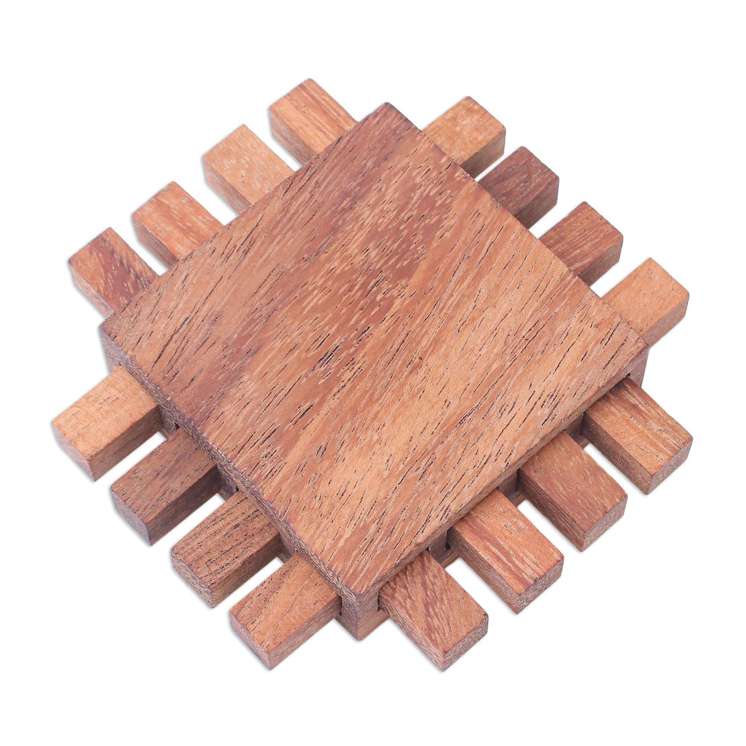 Handcrafted Raintree Wood Game from Thailand - Locked Sticks