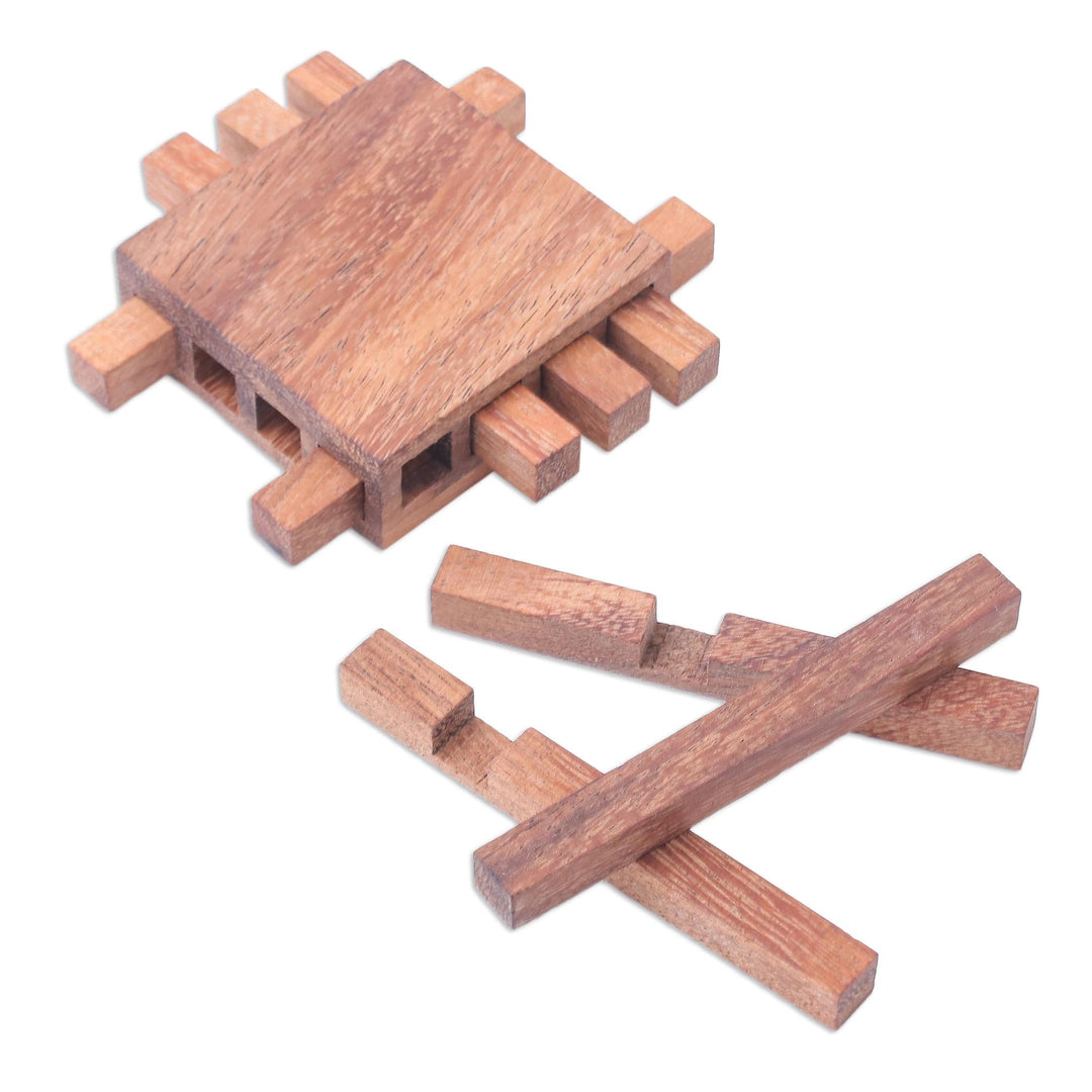 Handcrafted Raintree Wood Game from Thailand - Locked Sticks