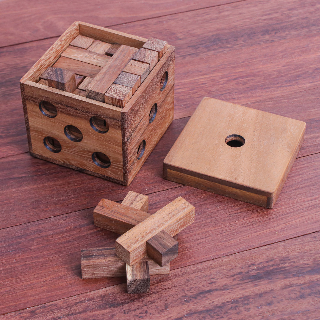 Raintree Wood Cube Puzzle from Thailand - Cube Challenge