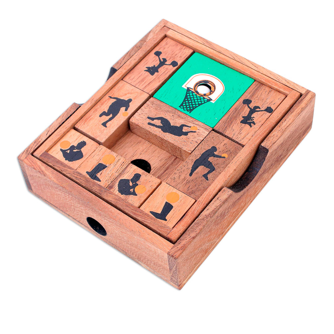 Hand Made Raintree Wood Sliding Basketball Game - Basketball Escape