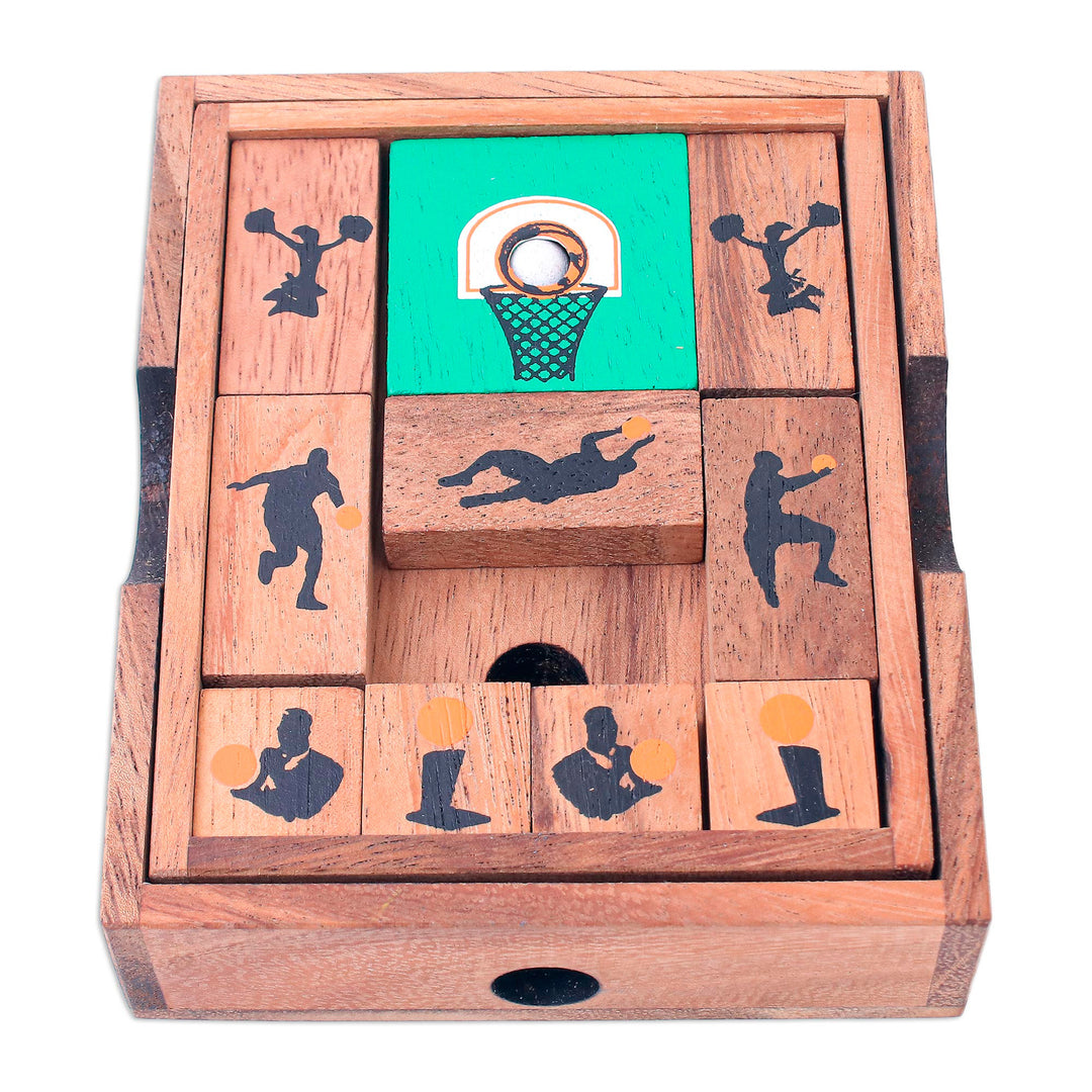 Hand Made Raintree Wood Sliding Basketball Game - Basketball Escape