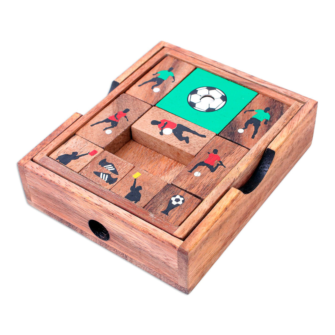 Handcrafted Raintree Wood Sliding Football Game - Football Escape