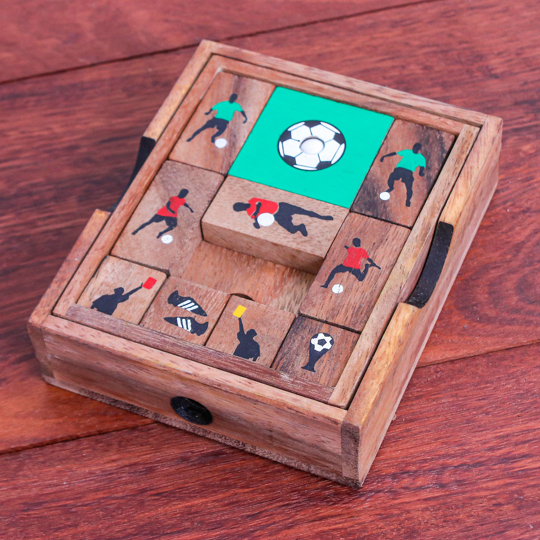 Handcrafted Raintree Wood Sliding Football Game - Football Escape