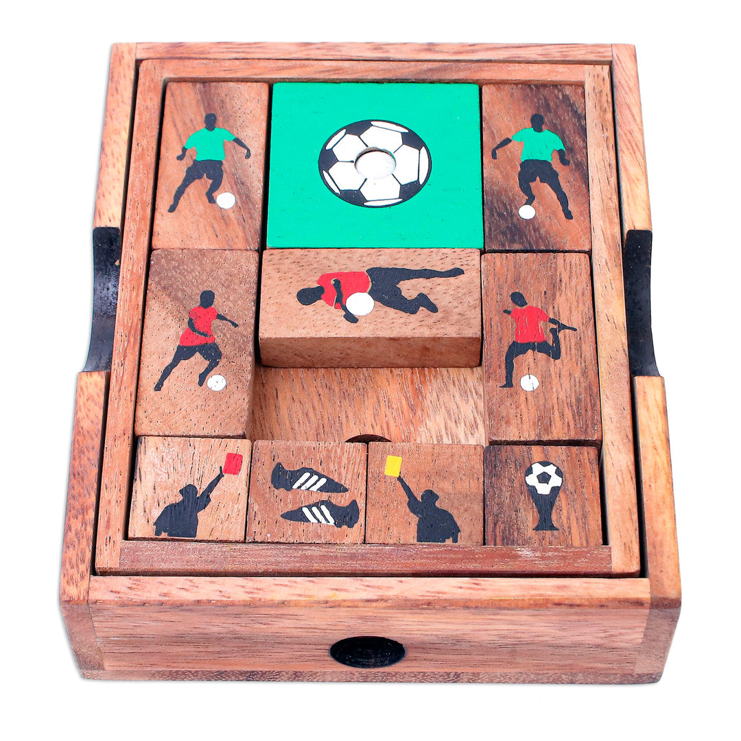 Handcrafted Raintree Wood Sliding Football Game - Football Escape