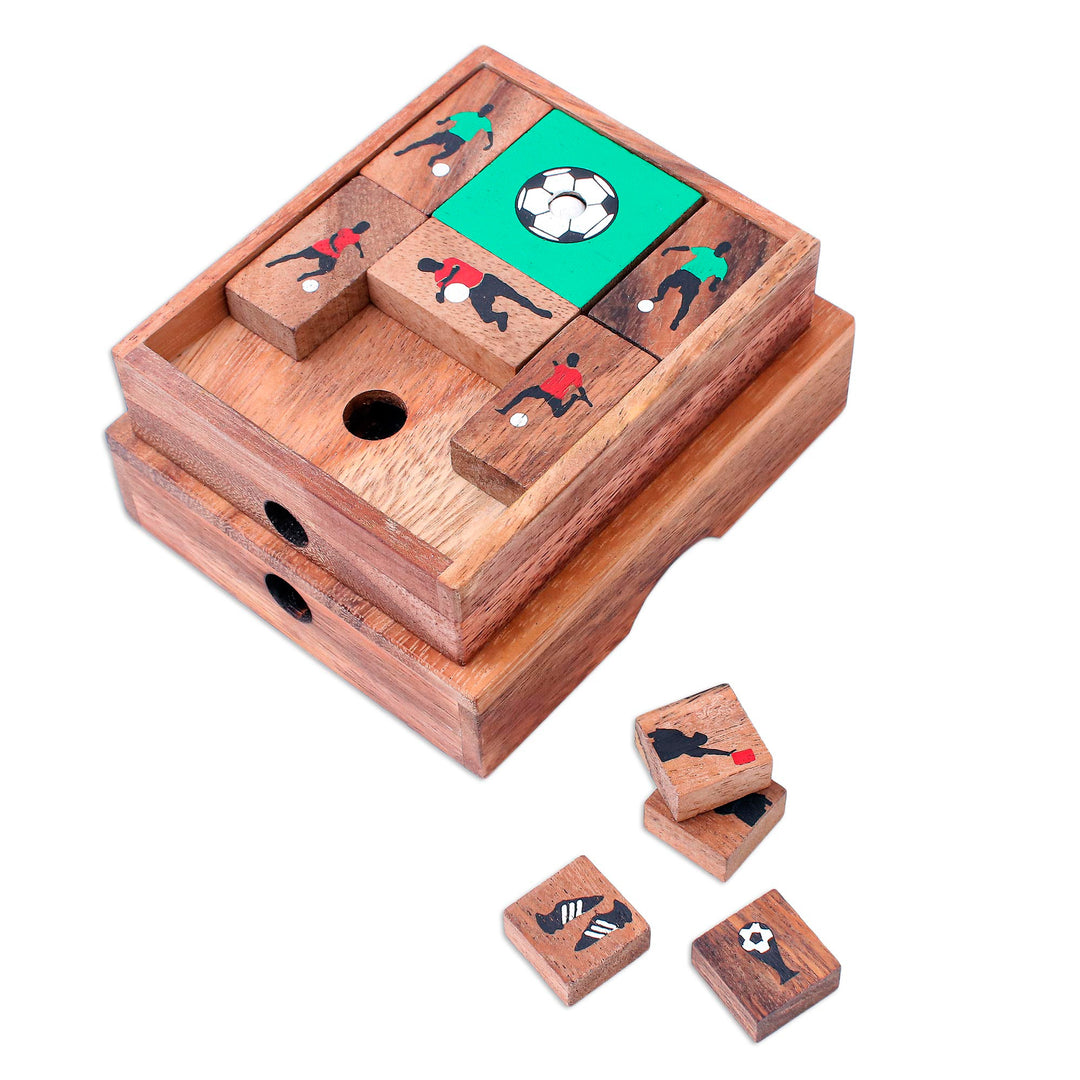 Handcrafted Raintree Wood Sliding Football Game - Football Escape