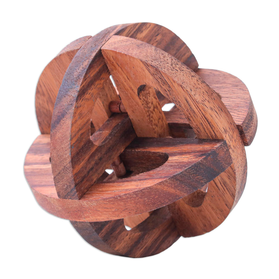 Hand Crafted Raintree Wood Puzzle Game from Thailand - Global Mystery