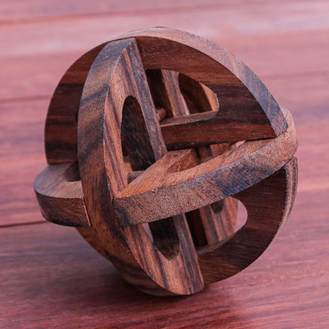 Hand Crafted Raintree Wood Puzzle Game from Thailand - Global Mystery