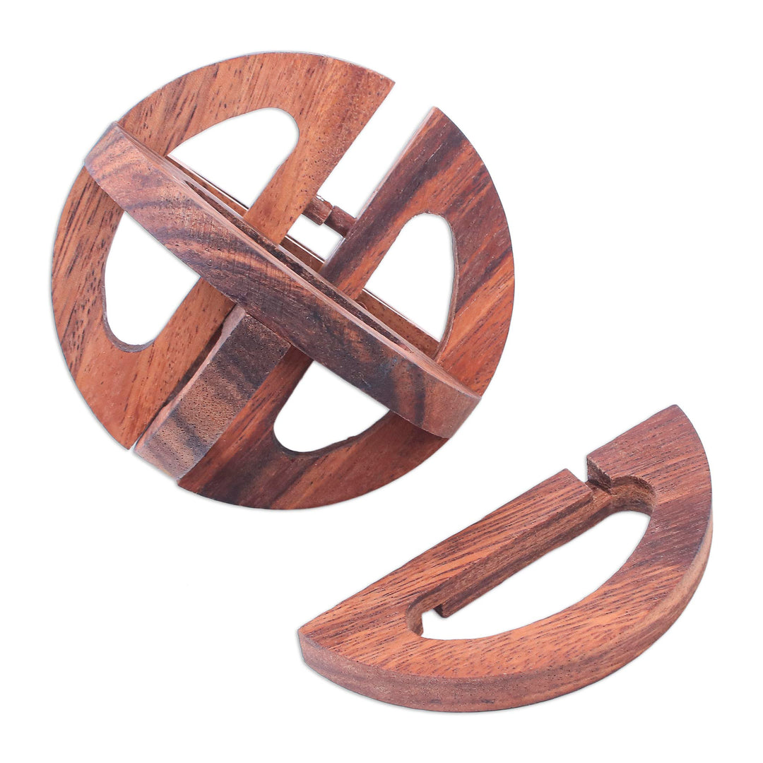 Hand Crafted Raintree Wood Puzzle Game from Thailand - Global Mystery