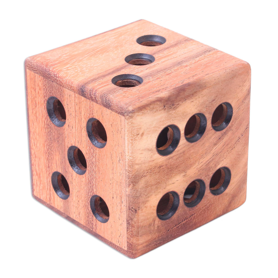 Hand Carved Raintree Wood Pen Holder from Thailand - Creative Die