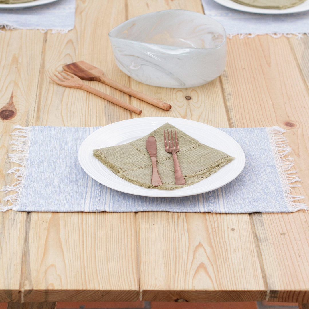 Turquoise and White Placemats from Mexico (Set of 4) - Inspiration in Turquoise