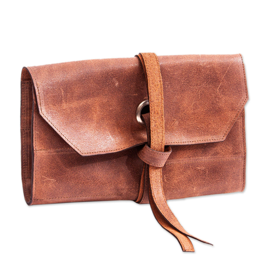 Artisan Crafted Tobacco Brown Leather Small Tool Roll Bag - Ready for the Job