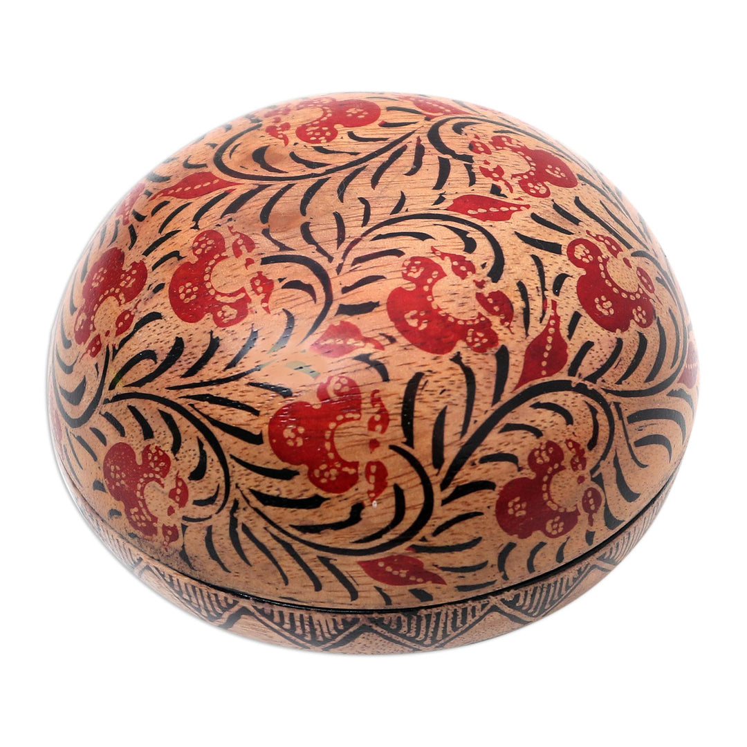 Balinese Round Wood Batik Decorative Box - Batik Circle