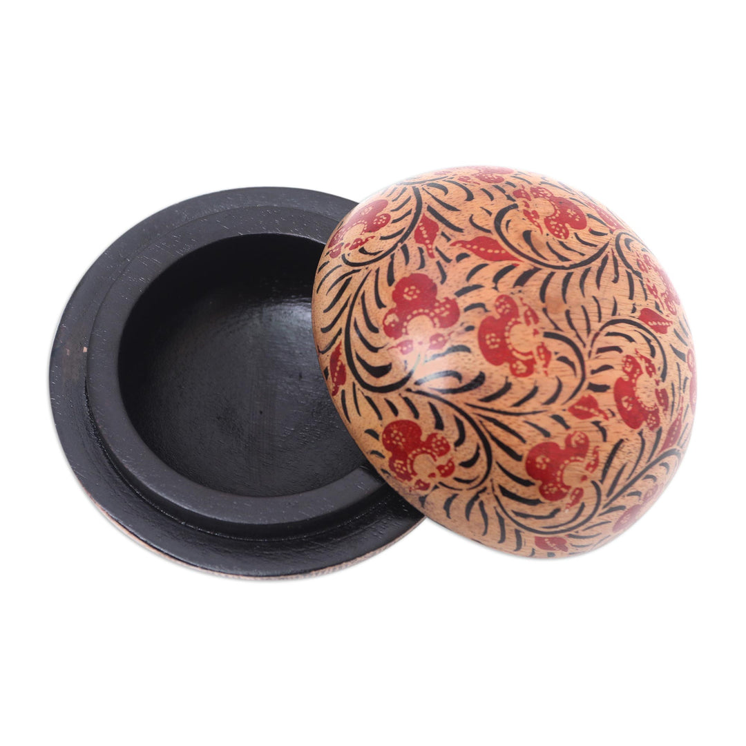 Balinese Round Wood Batik Decorative Box - Batik Circle