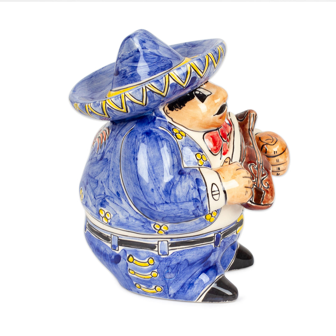 Mexican Handcrafted Ceramic Decorative Accent - Blue Mariachi Violin