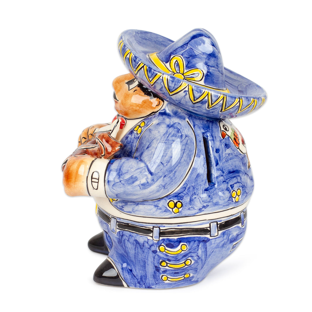 Mexican Handcrafted Ceramic Decorative Accent - Blue Mariachi Violin