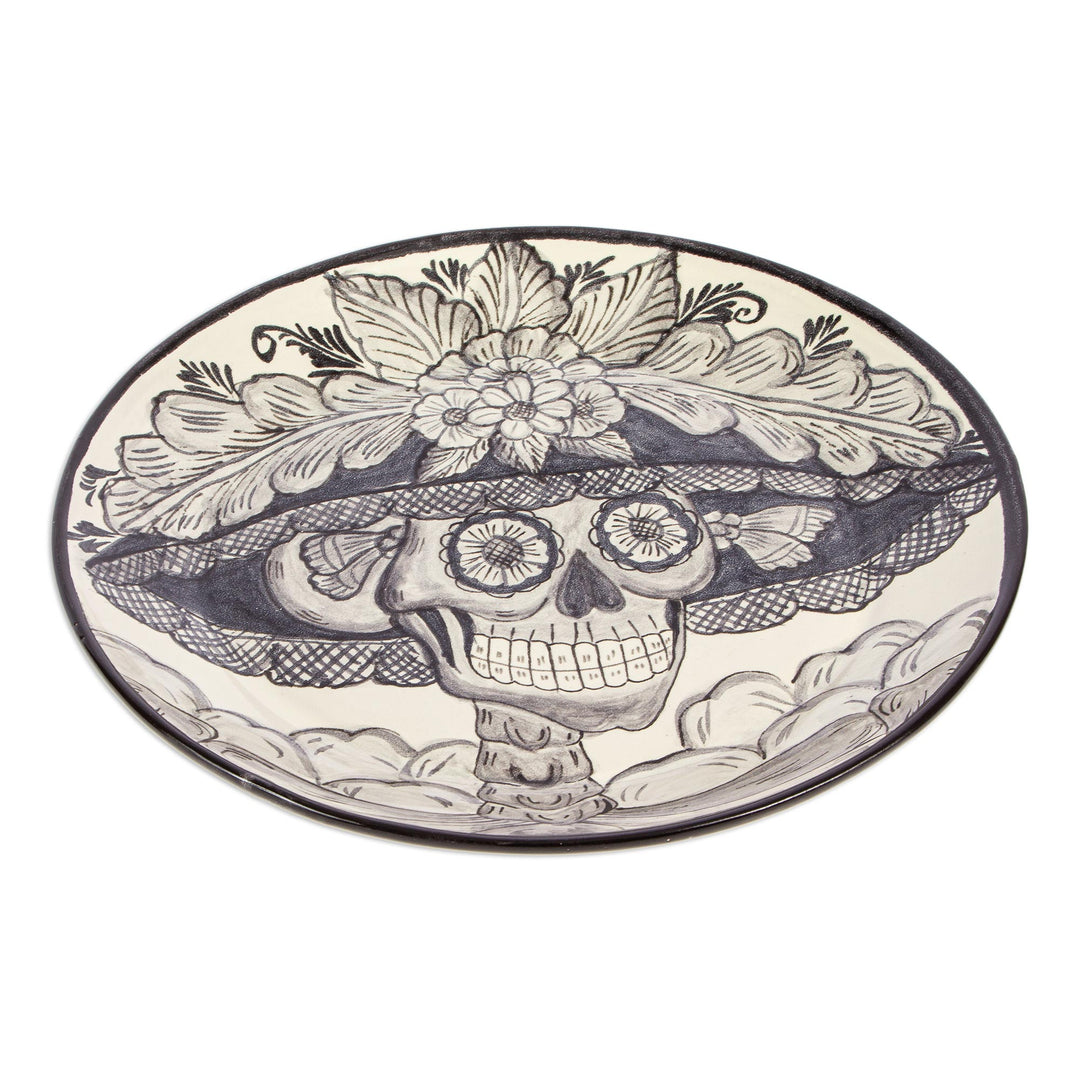 Handmade Catrina Decorative Ceramic Plate - Beautiful Catrina