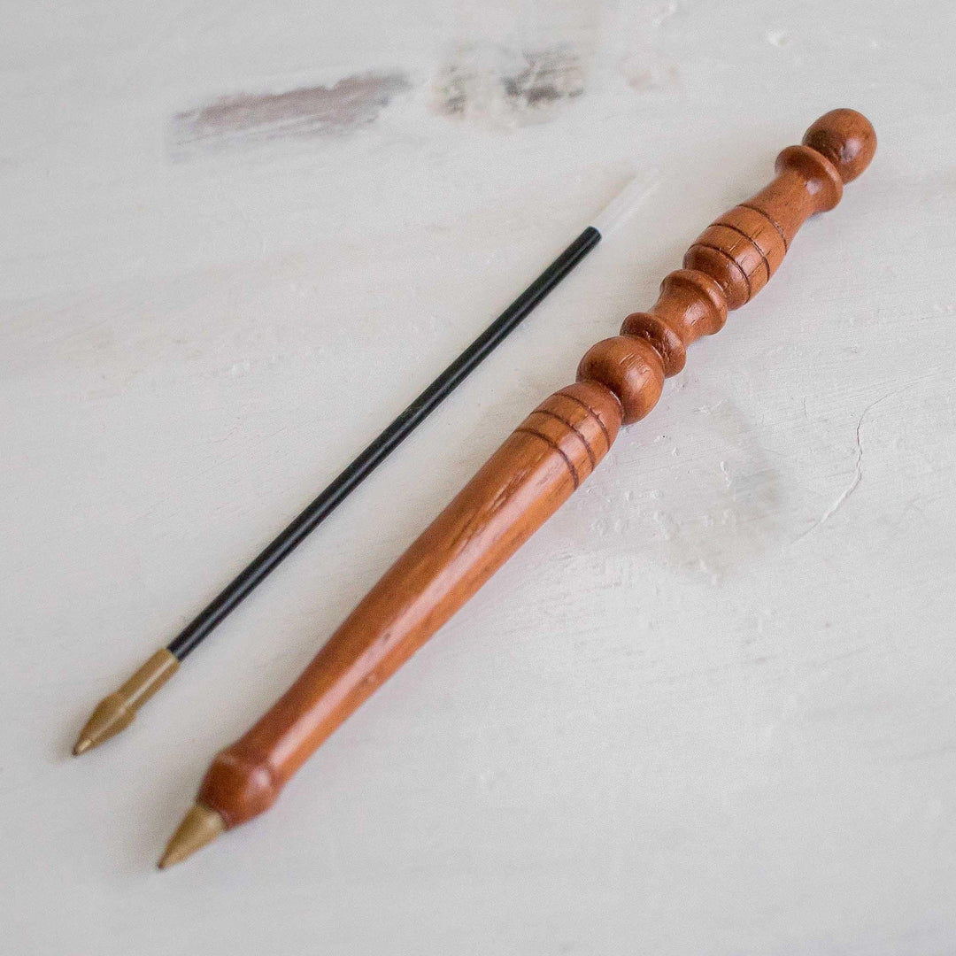Hand Carved Mahogany Wood Pen - Turn