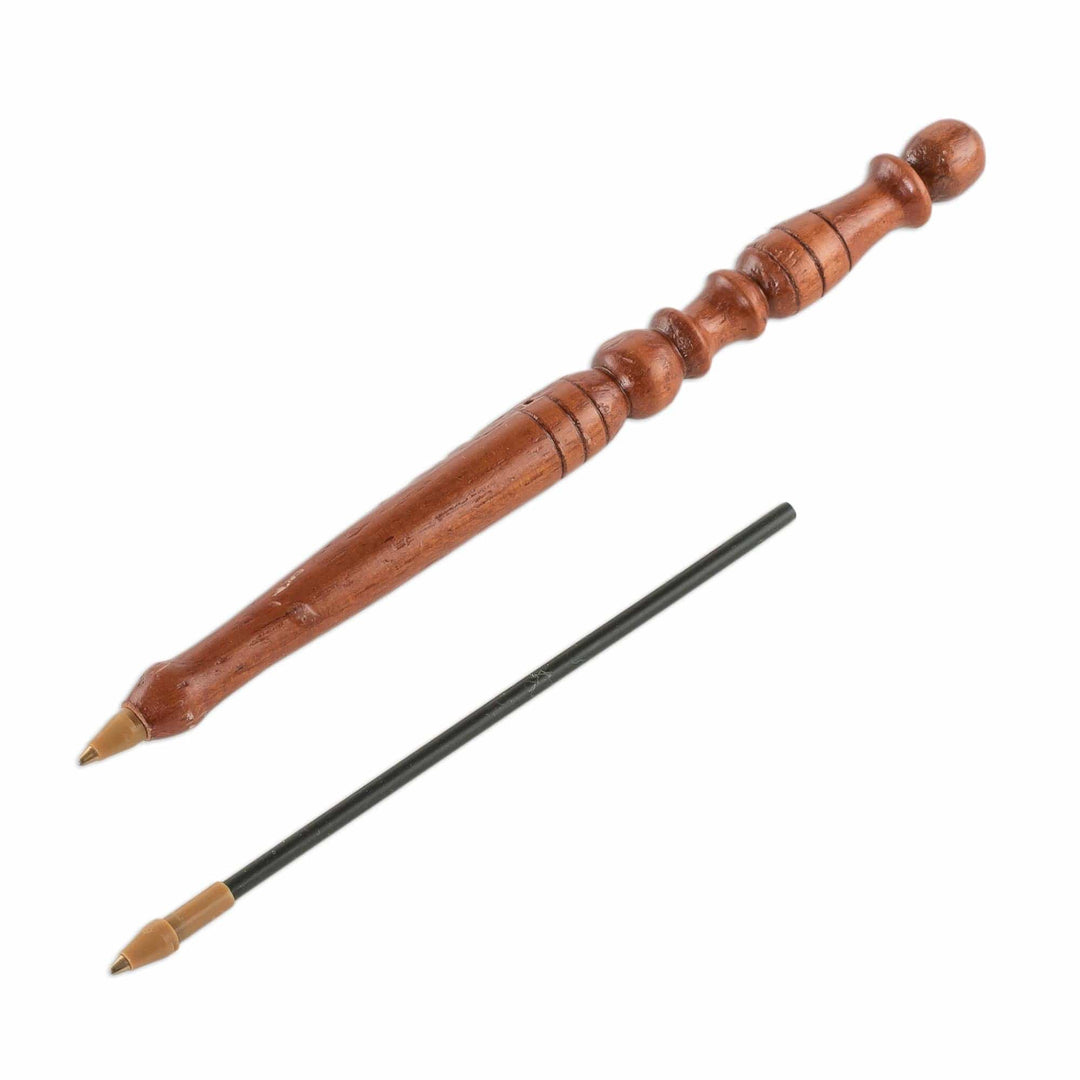 Hand Carved Mahogany Wood Pen - Turn
