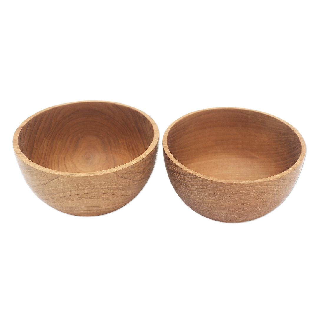 Hand Made Teak Wood Dinner Bowls from Bali (Pair) - Dinner Duo