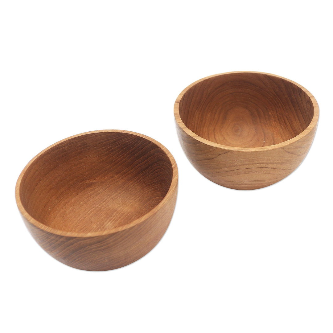 Hand Made Teak Wood Dinner Bowls from Bali (Pair) - Dinner Duo