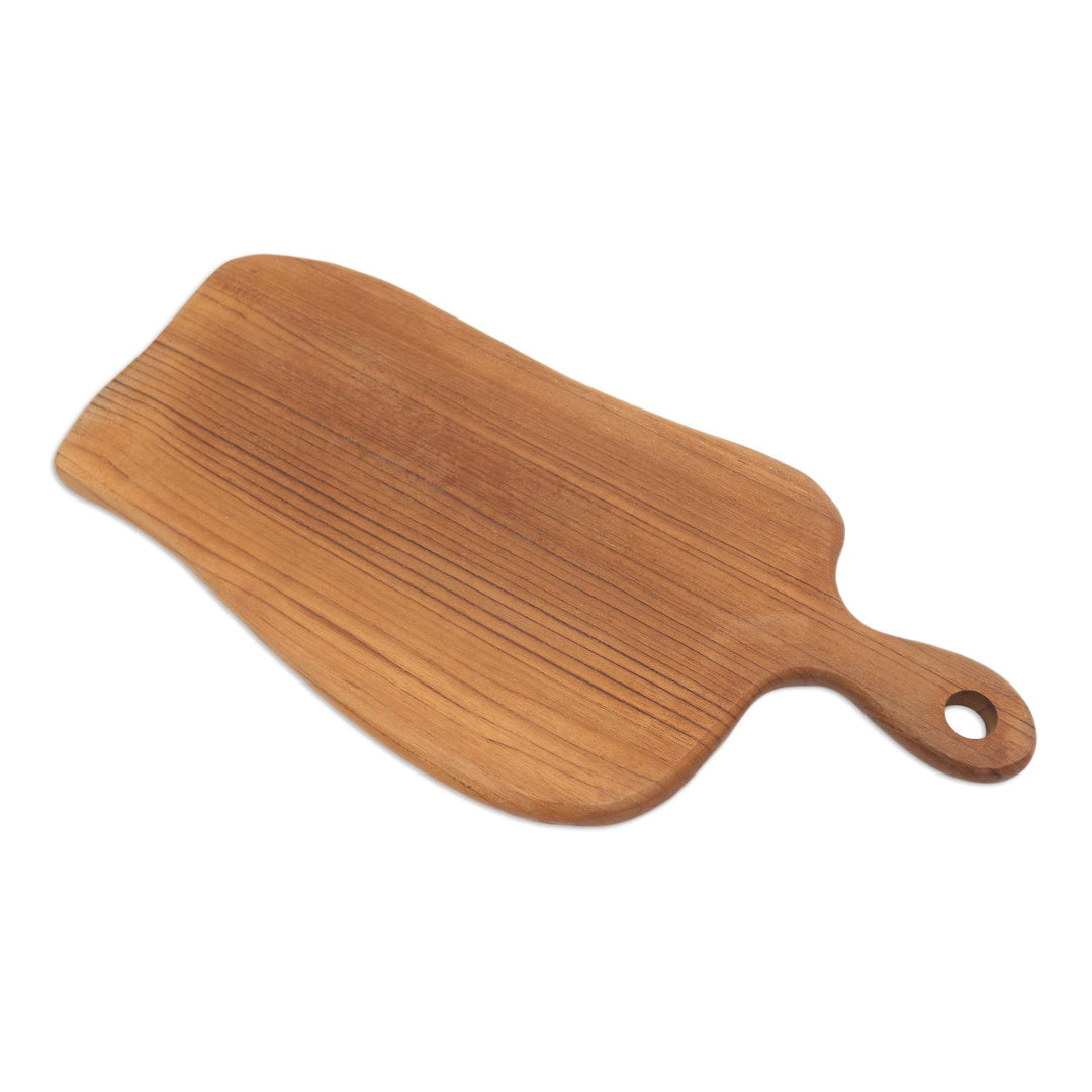 Artisan Made Curved Teak Wood Cutting Board - Curved Cut