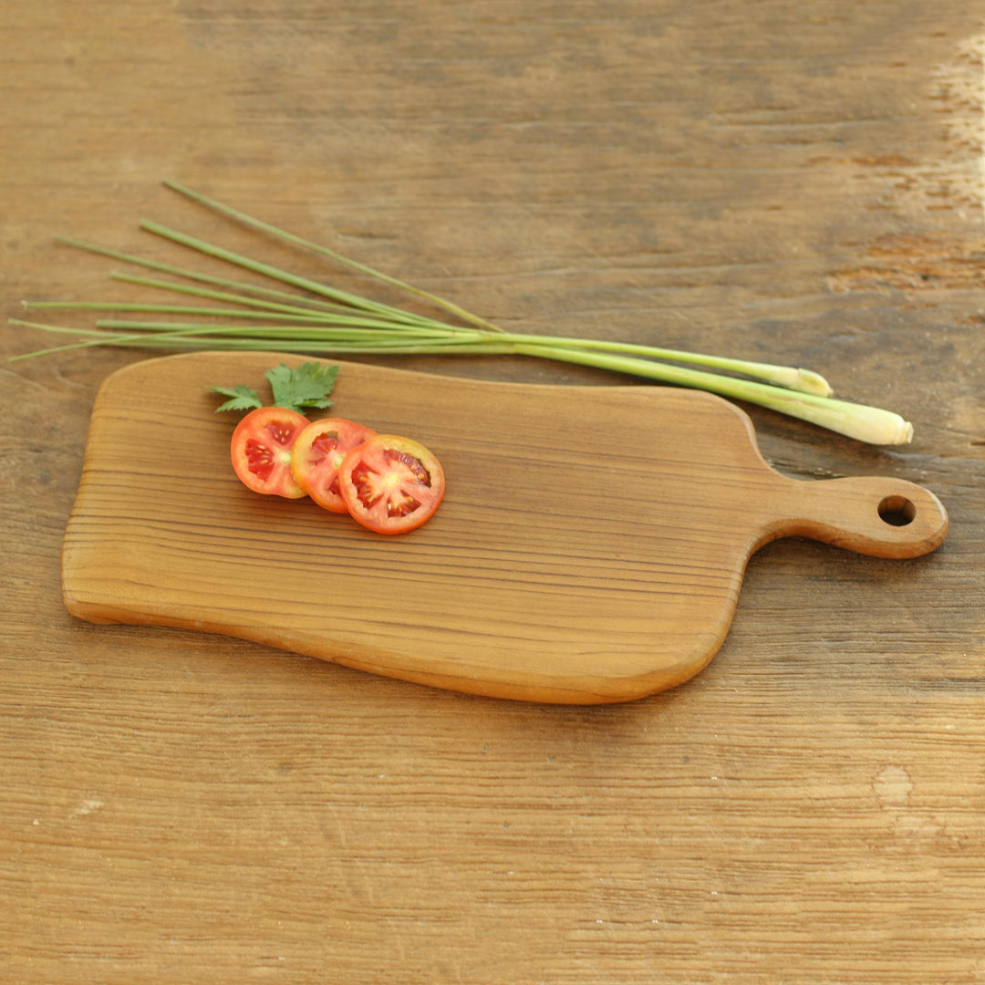 Artisan Made Curved Teak Wood Cutting Board - Curved Cut