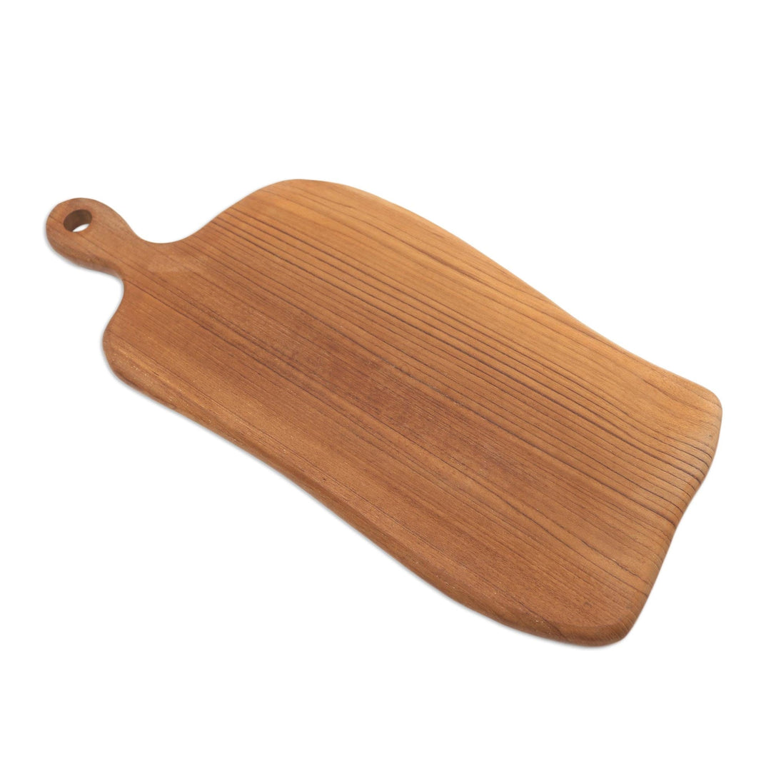 Artisan Made Curved Teak Wood Cutting Board - Curved Cut