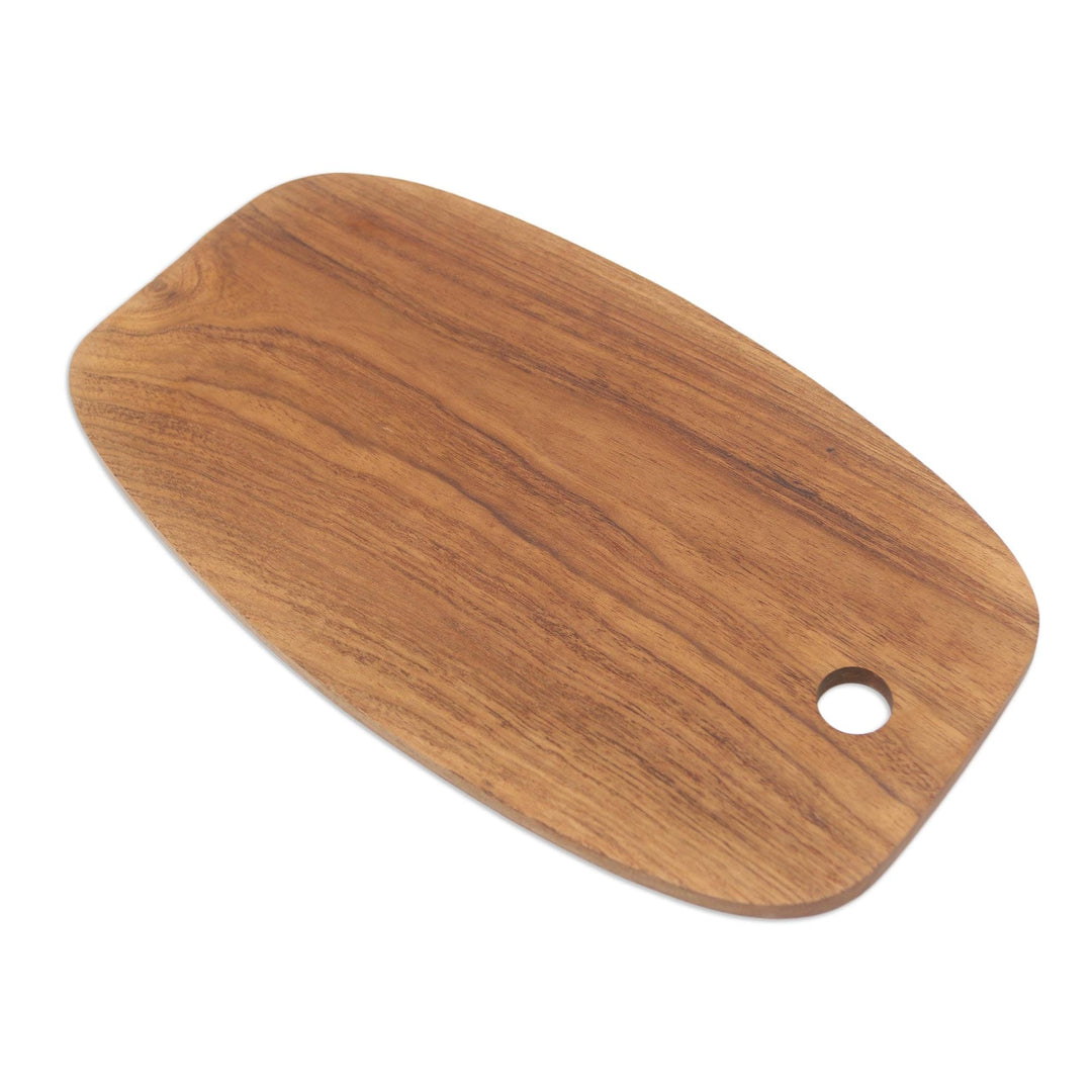 Hand Crafted Oval Teak Wood Cutting Board from Bali - Classic Oval